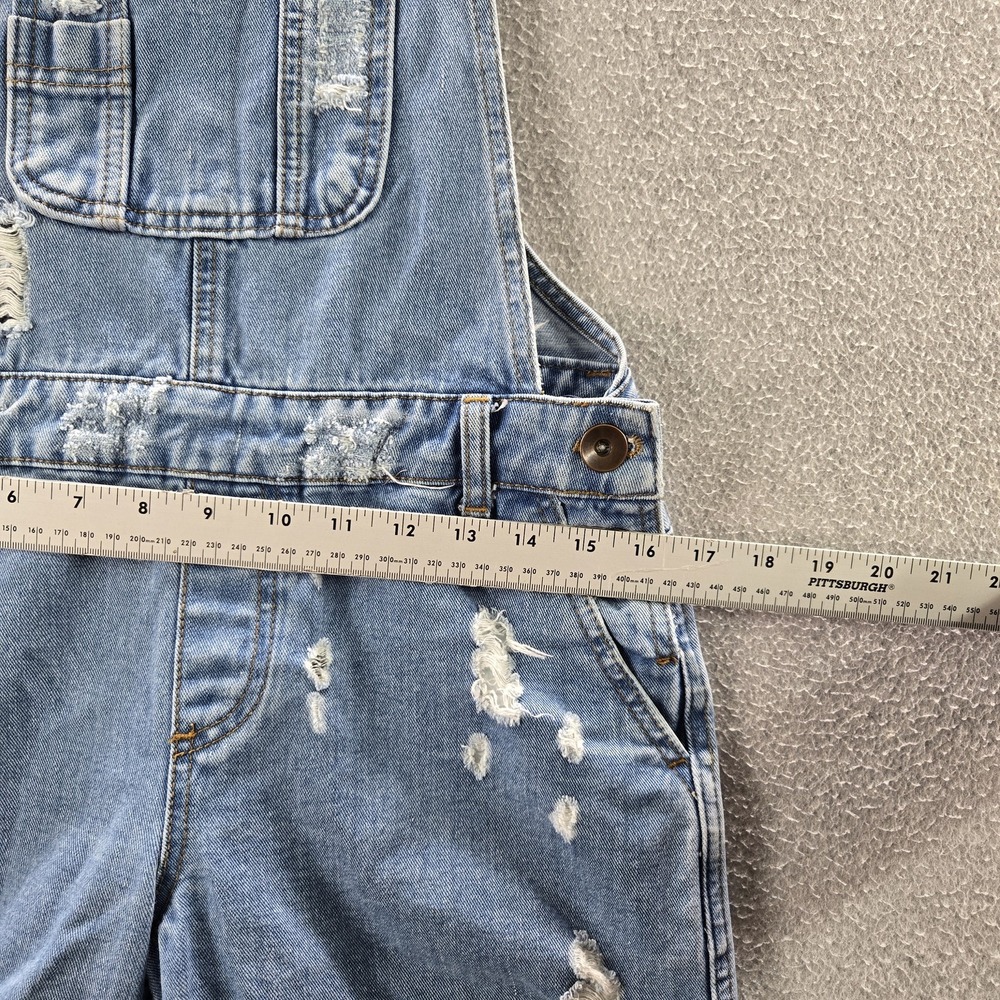 ASOS Denim Women‎ Shorts US 6 Blue Overalls Overall Shorts Distressed 6" Inseam - Picture 6 of 11